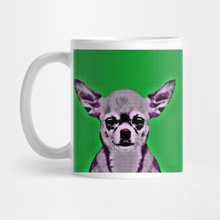 Pop Art Portrait of Chihuahua in Green Background Mug